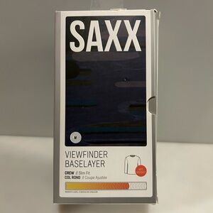 New SAXX Men’s Viewfinder Baselayer Crew Long Sleeve Blue Camo - Size M NIB
